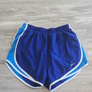 Blue Athletic Shorts with White Trim